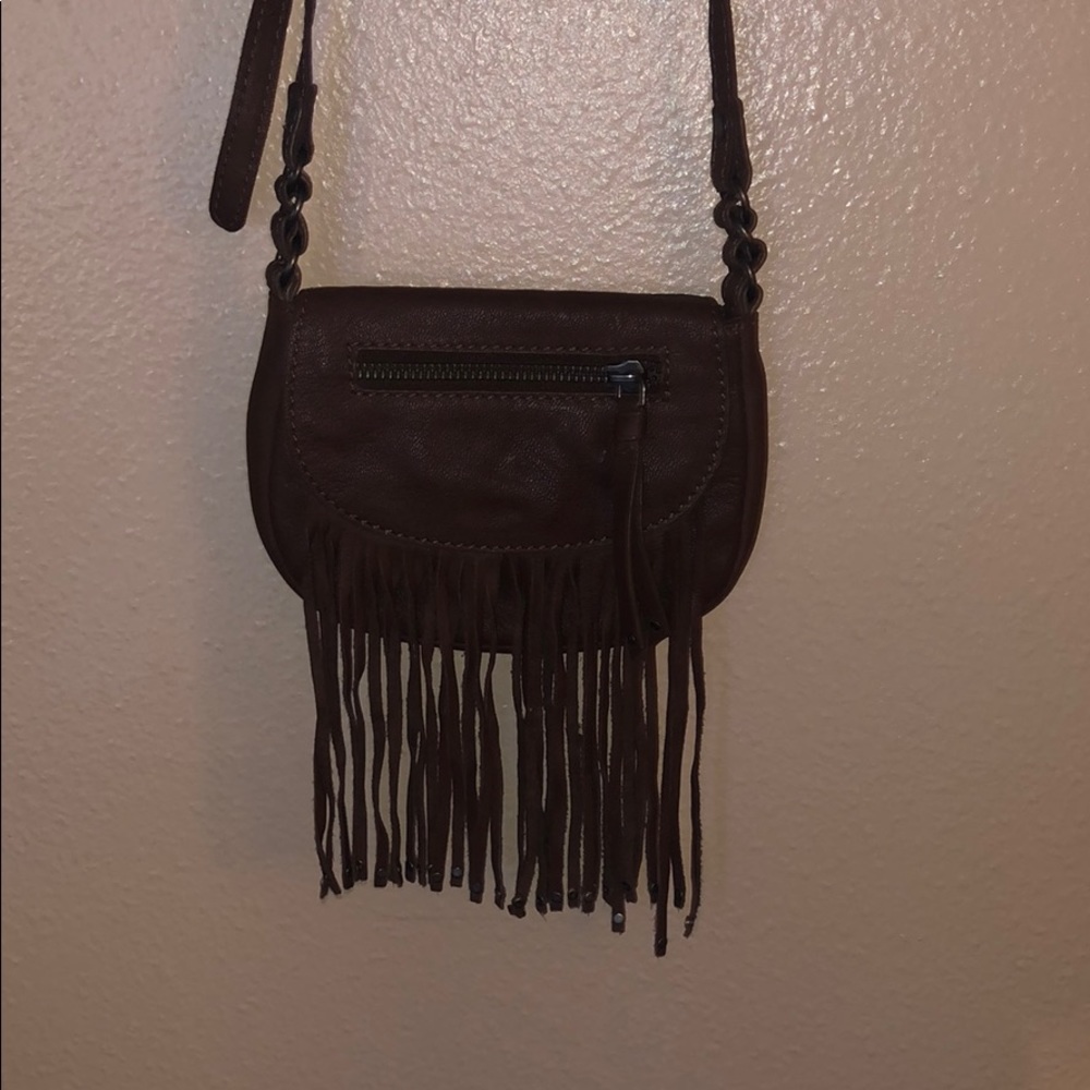 Brown leather fringe American Eagle crossbody bag